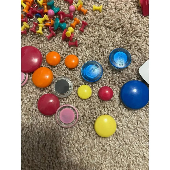 Lot of Clips, Tacks, Magnets for School/Office Supplies, in Storage Container - Picture 4 of 7